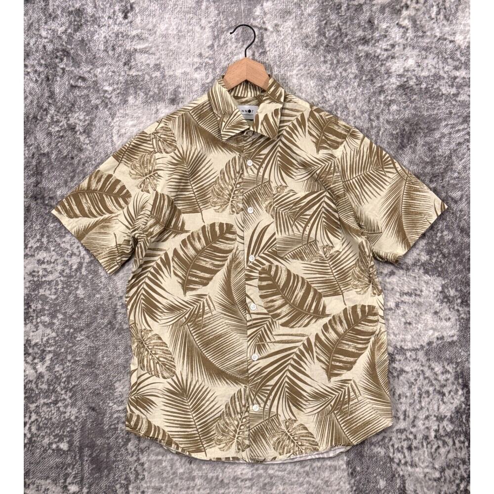 NN07 No Nationality Shirt Large Mens Errico Palm Leaf Floral Short Sleeve